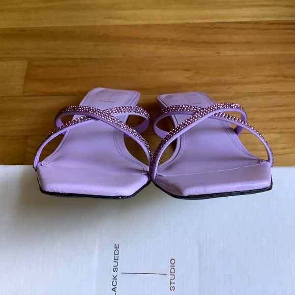 Black Suede Studio Ari Metallic Stiletto Slide Sandal Lavender Crystal SZ EU 40 - Picture 9 of 14